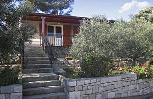  Dette lille, hyggelige feriehus, der ligger mellem oliventræer er indrettet med funktionelle møbler og har en smuk og stor terrasse med udendørs grill. En trappe fører ned til hav og stenstrand. ...
