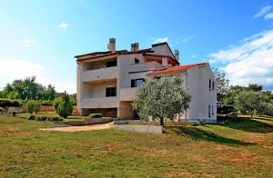 I den roligt beliggende landsby Rakalj ligger dette toetages doppelhus indrettet med pæne møbler. Fra huset er der ikke langt til naturskønne bugter hvor man kan nyde det. Til centrum af Pula er d ...