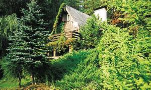  Dette rustikke hus med overdækket og åben terrasse ligger på en lukket naturgrund nær en sø. Nær PMA314. ...