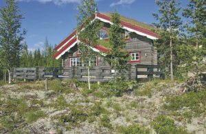  Charmerende, nyopført og ægte bjælkehus i smagfuld stil. Huset er sydvestvendt med en udstrakt udsigt over de svenske og norske fjelde. Stor, herlig solterrasse på 85 m2. Veludrustet køkken, stu ...