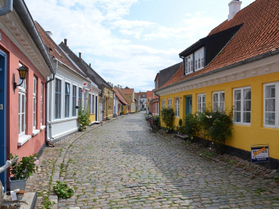 Hyggelig gade med gamle huse - 1418