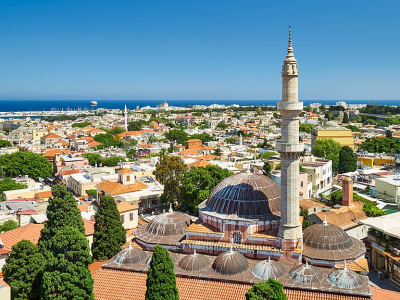 The Mosque of Suleiman, den gamle bydel i Rhodos by - 1576