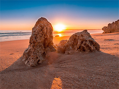 Solnedgang Algarvekysten, Portugal - 394